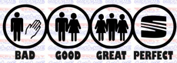 Autocolante - BAD GOOD GREAT PERFECT - SEAT - Img 1