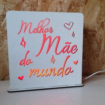 Candeeiro em MDF com luz de presença - Melhor Mãe do Mundo - Img 1