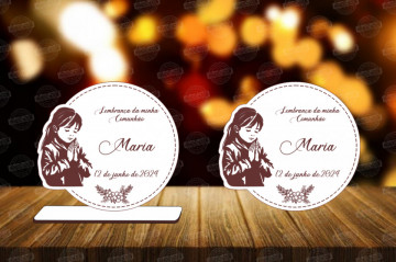 Lembrança em MDF - Comunhão Menina (linhas) - Personalizada - Img 1