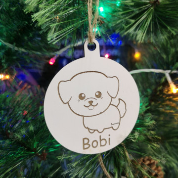 Ornamento para árvore de Natal com nome - Cão - Img 1