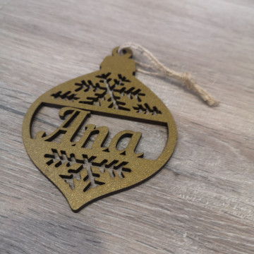 "Bola" para árvore de Natal com nome - MDF - Img 1
