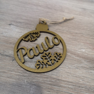 "Bola" para árvore de Natal com nome - MDF - Img 1