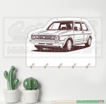 Chaveiro em MDF - VW Golf Mk1 - Lateral - Img 1