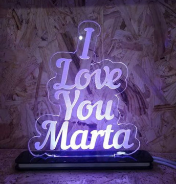 Moldura / Candeeiro com luz de presença - I love you "nome" - Img 1