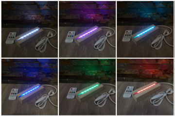 Base em Madeira para Candeeiro de presença - 160x50x30mm - RGB - Img 1