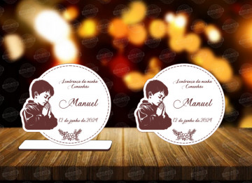 Lembrança em MDF - Comunhão Menino (linhas) - Personalizada - Img 1