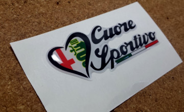 Autocolante Resinado 3D com Alfa Romeo Cuore Sportivo - 69x28mm - Img 2