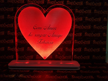 Moldura / Candeeiro com luz de presença - Coração com frase personalizada - Img 1