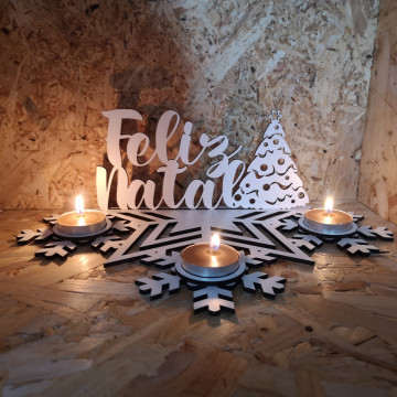 Porta velas em MDF - Feliz Natal - Img 1
