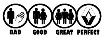 Autocolante - BAD GOOD GREAT PERFECT - RENAULT - Img 1