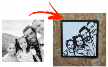 Moldura 3D em MDF com foto convertida em linhas - Img 1