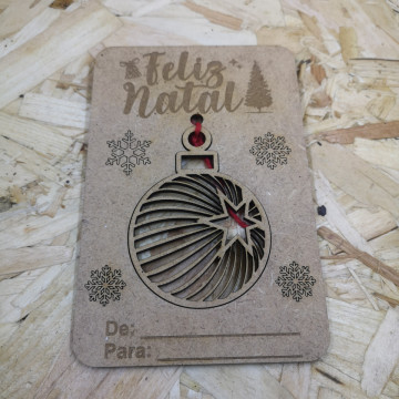 Postal de Natal com Ornamento - MDF - De/Para - Img 4