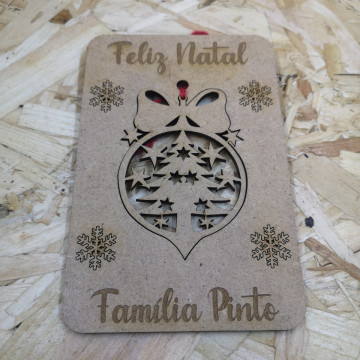 Postal de Natal com Ornamento - MDF - Frases Personalizadas - Img 4