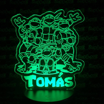 Moldura / Candeeiro com luz de presença - Tartarugas Ninja - Com nome - Img 1