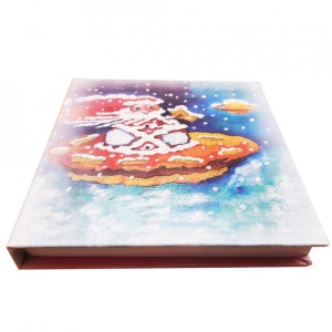 Carnet cartonat Mos Craciun 10 x 10 cm, 100 foi, 50 dictando cu inimioara, 50 foi albe