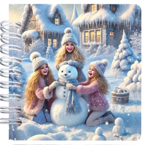 Carnet patrat cu spira 9,5 x 9.5 cm, 75 foi veline, Om de zapada vesel