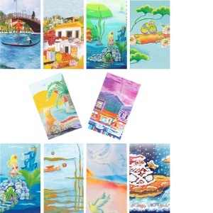 Set 10 carnetele de buzunar Romantic 2, 5 x 8,3 cm, 100 foi veline