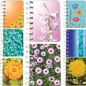 Set 8 carnete cu spira Flori 7 x 10 cm, 75 foi veline