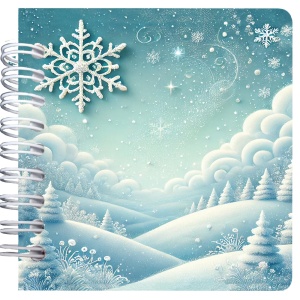 Carnet patrat cu spira 9,5 x 9.5 cm, 75 foi veline, Iarna pufoasa