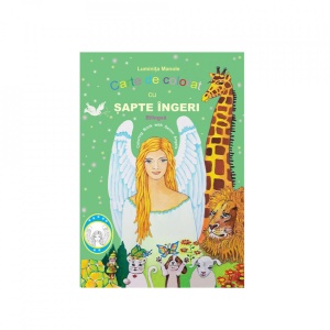 Carte de colorat cu sapte ingeri, format A5, 16 pagini, bilingva, romana-engleza, verde - Img 1