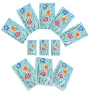 Set carnetele de buzunar Flori de camp 10 + 1, 100 foi albe, 5 x 8 cm