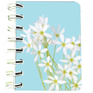 Carnet cu spira Branduse albe, 7 x 10 cm, 75 foi veline