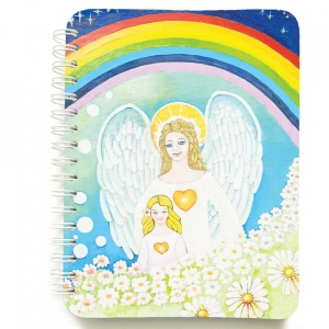 Carnet cu spira ingerul pazitor, 12 x 16 cm, 100 foi dictando cu inger, necartonat