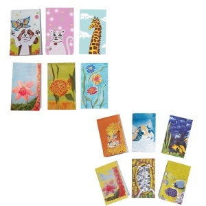 Set 12 carnetele de buzunar Animale, plante 1+2, 5 x 8,3 cm, 100 foi veline