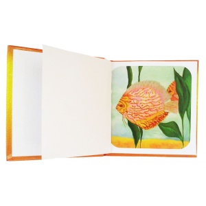 Carnet cartonat Acvatic 10 x 10 cm, 100 foi, 50 dictando cu inimioara, 50 foi albe - Img 7