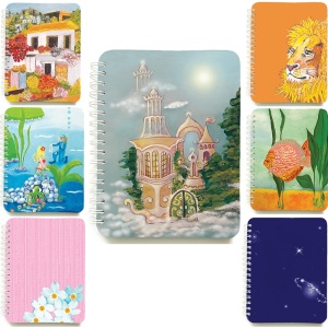 Set 7 carnete cu spira, 12 x 16 cm, 100 foi dictando cu soare, necartonate