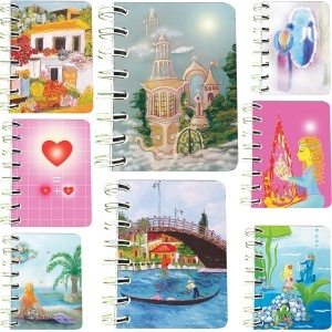 Set 8 carnete cu spira Romantic 7 x 10 cm, 75 foi veline