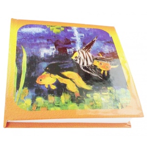 Carnet cartonat Acvatic 10 x 10 cm, 100 foi, 50 dictando cu inimioara, 50 foi albe