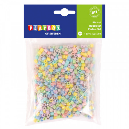 Playbox Set margele de calcat - 1.000buc culori pastel + 1 planseta inimioara