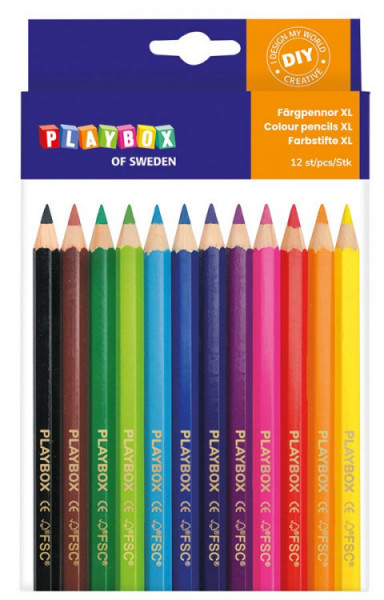 Playbox Set 12 creioane colorate cu varful gros