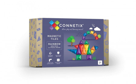 Set de constructie, Connetix Magnetic Tiles, Rainbow Mini Pack 24 piese