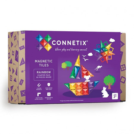 Set de constructie magnetic, Connetix Magnetic Tiles, Starter Pack 60 piese