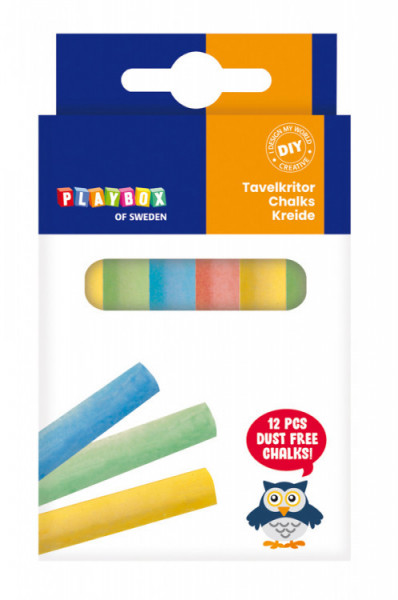 Chalks 12 pcs mixed colours, Playbox