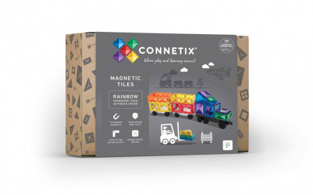 Set de constructie 50 piese Rainbow Transport Pack Connetix