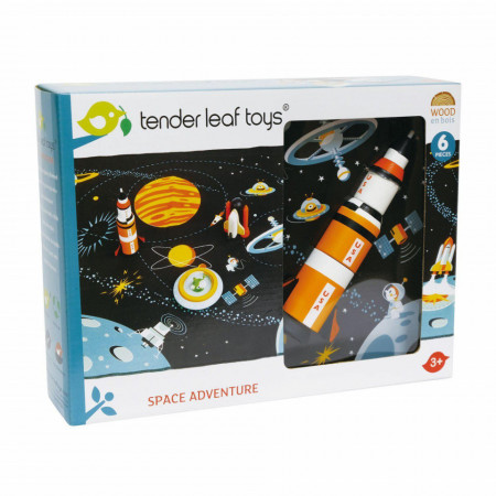 Set Aventură în Spațiu, din lemn - Space Adventure - 6 piese - Tender Leaf Toys