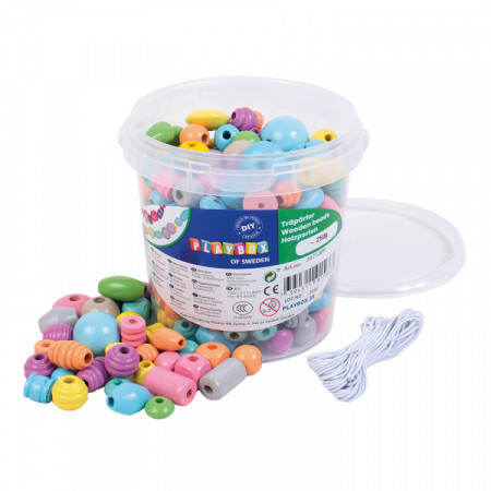 Playbox Margele lemn culori pastel - 250gr