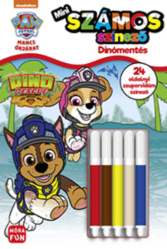Mancs Őrjárat - Mini számos színező - Dínómentés - 24 oldalnyi szuper vidám színező, 5 darab filctollal