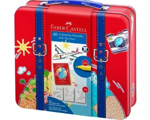 Carioci Faber-Castell Connector - 40 culori în valiză metalică