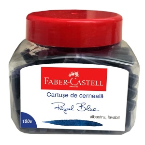 Cartușe cerneală Faber-Castell - albastru Royal Blue, 100 bucăți