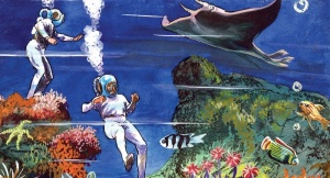 Diafilm ilustrat – Submarinul Nautilus navighează prin adâncuri. Poveste clasică educativă pentru copii, cu Căpitanul Nemo.