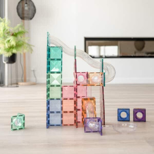 Extensii pentru setul de constructie magnetic, Connetix Magnetic Tiles, Pastel Ball Run Pack 80 piese - Img 7
