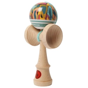 Kendama Record Symbiosis Sticky MC – model exclusiv Aqua Series, din lemn de fag, cu finisaj Sticky, echilibru excepțional și design premium de colecție.