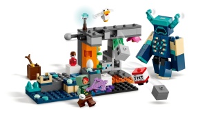 LEGO Minecraft Întâlnirea cu Temnicerul 21274 cu Temnicer construibil, peșteră luxuriantă, diamante și funcții interactive inspirate din jocul Minecraft.