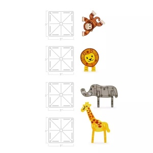 Set magnetic MAGNA-TILES Safari Animals cu animale 3D din savană pentru copii 3–12 ani, 25 piese educative