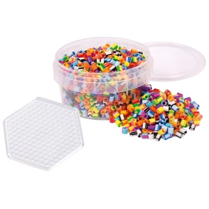 Mărgele de călcat cu dungi Playbox – 1000 bucăți + planșă hexagonală