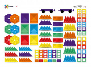Set educativ magnetic Connetix Rainbow Mega Pack 212 piese, culori curcubeu.